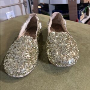 Gianni bini women’s gold sequin flats size 7 cork